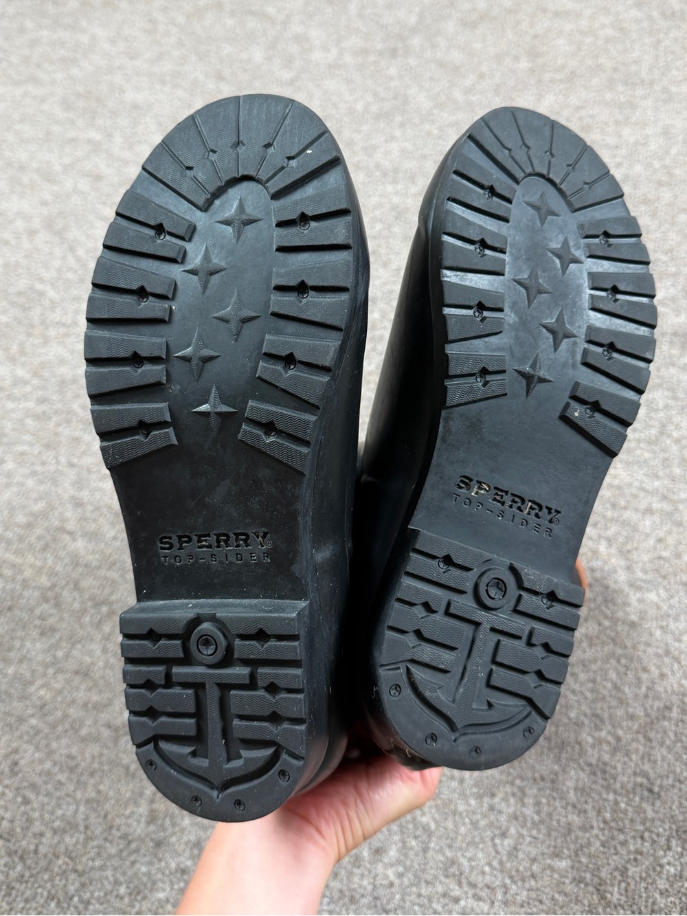 Sperry Black Calf Length Tall Waterproof Rain Boots Women’s 8 Leather Trim Y2K - Picture 3 of 11